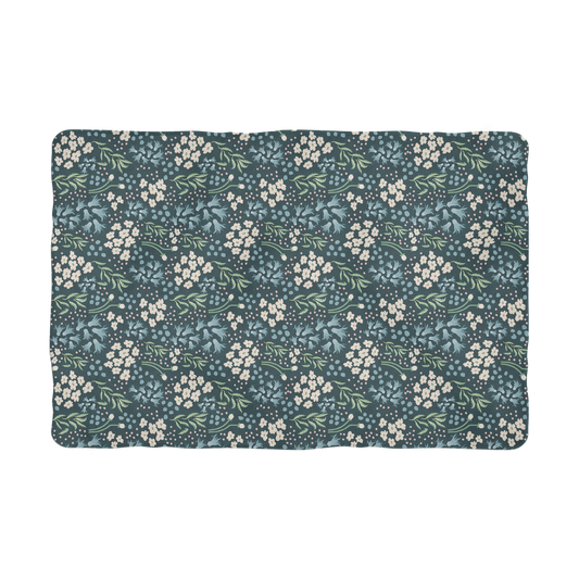 "Teal Tranquility: A Tapestry of Floral Elegance" Teal tranquility Pet Blanket