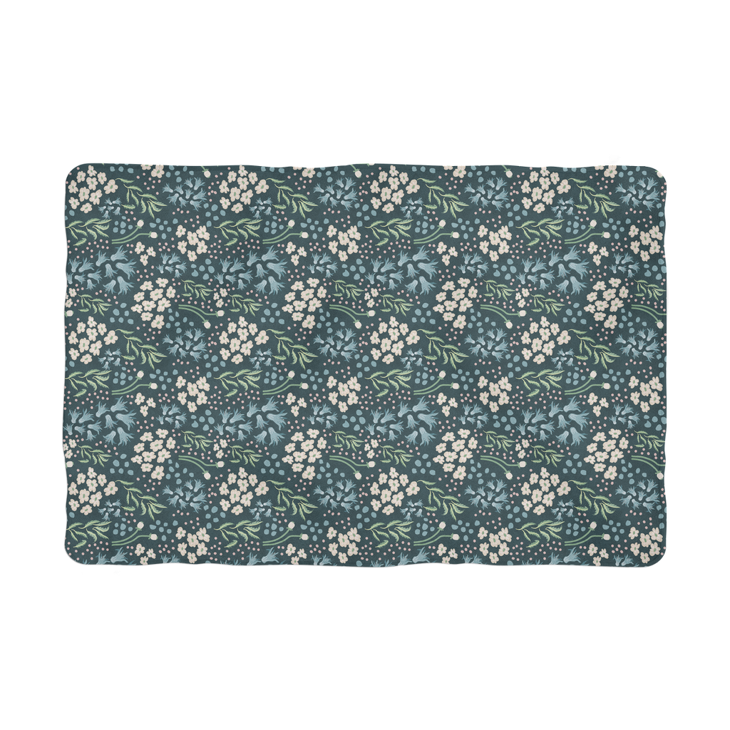 "Teal Tranquility: A Tapestry of Floral Elegance" Teal tranquility Pet Blanket