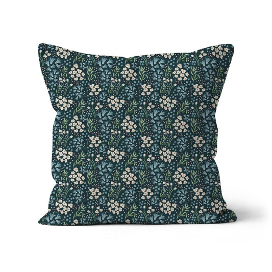 Teal Elegance: Vintage Floral Ditsy Cushion with insert