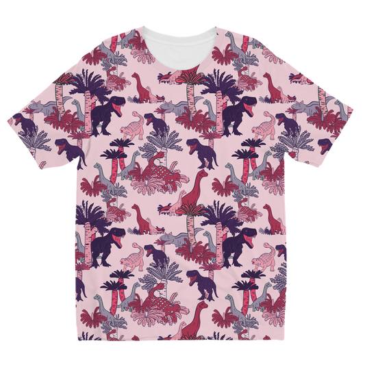 Jurassic Wonderland in Pink Rainbow Dinosaur Kid's T-Shirt