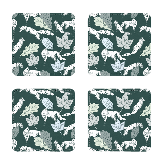 Grey fox Sublimation Coasters Pack of Four