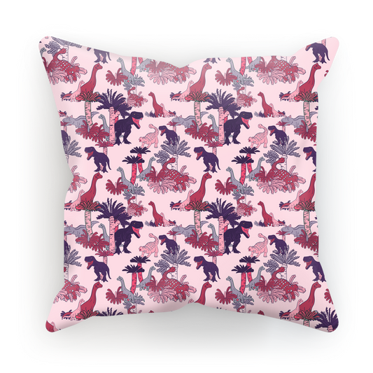 Jurassic Wonderland in Pink - Dinosaur - Kids Room Cushion Cover