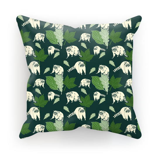 Dark Green Raccoon Cushion Cover