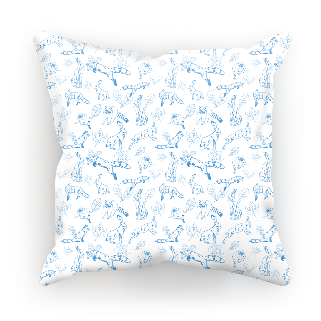 Woodland creatures in cornflower blue Cushion Cover